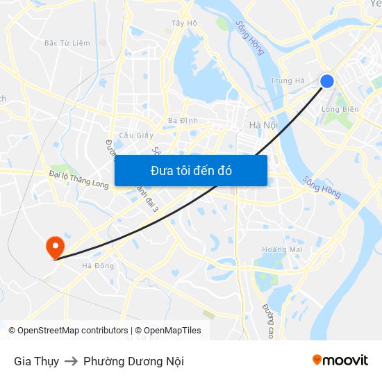Gia Thụy to Phường Dương Nội map