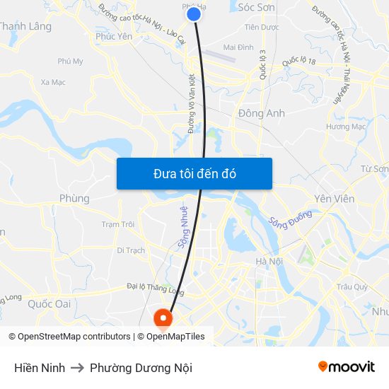 Hiền Ninh to Phường Dương Nội map