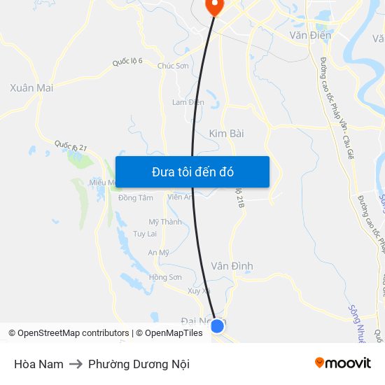 Hòa Nam to Phường Dương Nội map