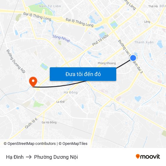 Hạ Đình to Phường Dương Nội map