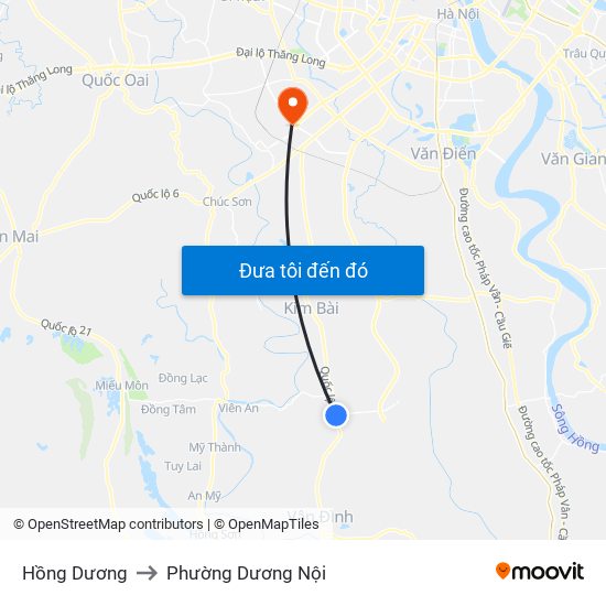 Hồng Dương to Phường Dương Nội map