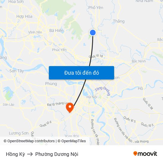 Hồng Kỳ to Phường Dương Nội map