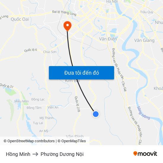 Hồng Minh to Phường Dương Nội map
