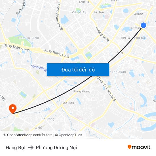 Hàng Bột to Phường Dương Nội map