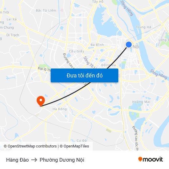 Hàng Đào to Phường Dương Nội map