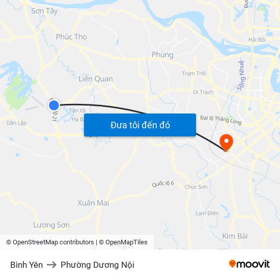 Bình Yên to Phường Dương Nội map