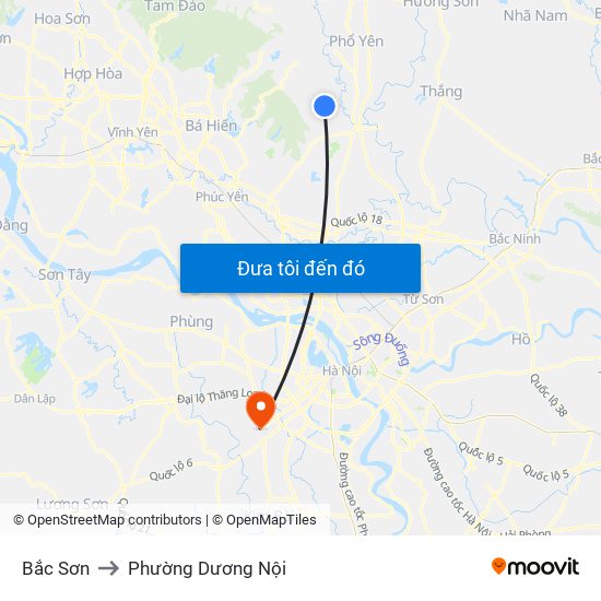 Bắc Sơn to Phường Dương Nội map