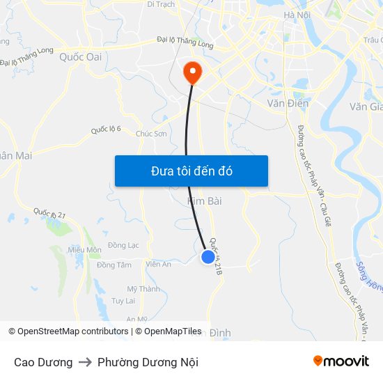 Cao Dương to Phường Dương Nội map