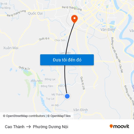 Cao Thành to Phường Dương Nội map