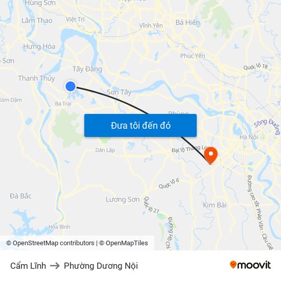 Cẩm Lĩnh to Phường Dương Nội map