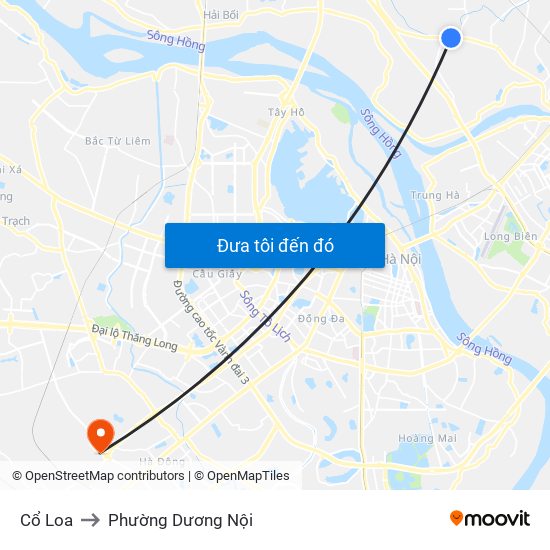 Cổ Loa to Phường Dương Nội map