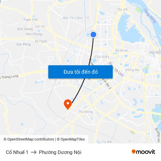 Cổ Nhuế 1 to Phường Dương Nội map