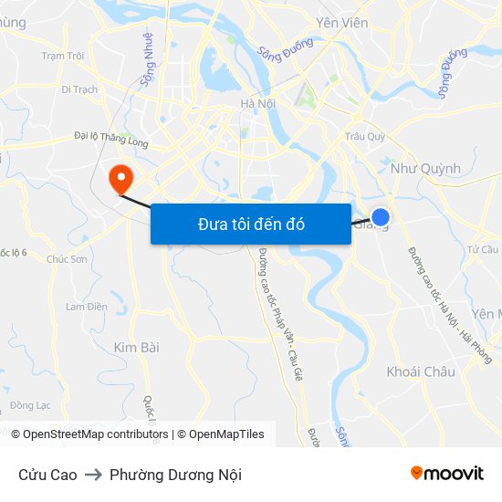 Cửu Cao to Phường Dương Nội map