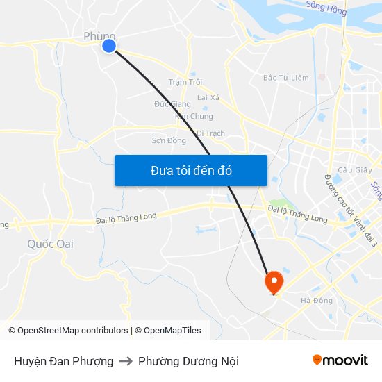 Huyện Đan Phượng to Phường Dương Nội map