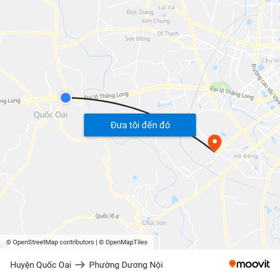 Huyện Quốc Oai to Phường Dương Nội map