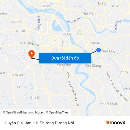 Huyện Gia Lâm to Phường Dương Nội map