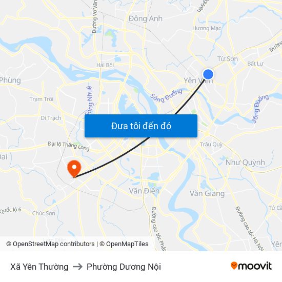 Xã Yên Thường to Phường Dương Nội map