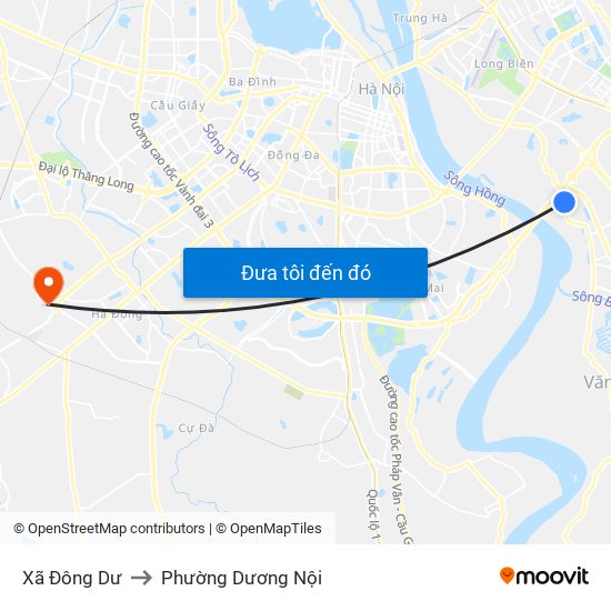 Xã Đông Dư to Phường Dương Nội map