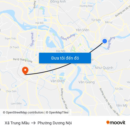 Xã Trung Mầu to Phường Dương Nội map