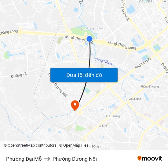 Phường Đại Mỗ to Phường Dương Nội map