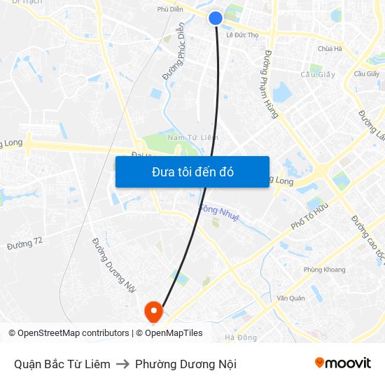 Quận Bắc Từ Liêm to Phường Dương Nội map