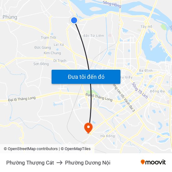 Phường Thượng Cát to Phường Dương Nội map