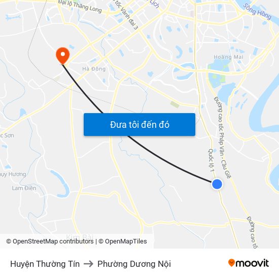 Huyện Thường Tín to Phường Dương Nội map