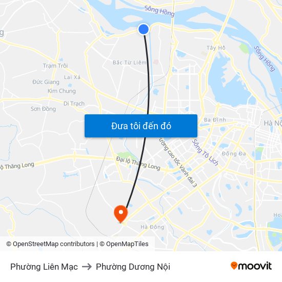 Phường Liên Mạc to Phường Dương Nội map