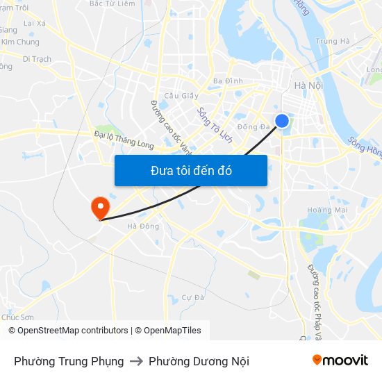 Phường Trung Phụng to Phường Dương Nội map