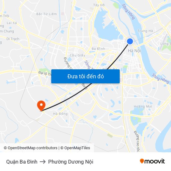 Quận Ba Đình to Phường Dương Nội map
