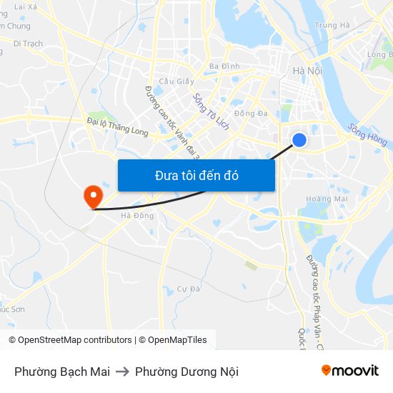 Phường Bạch Mai to Phường Dương Nội map