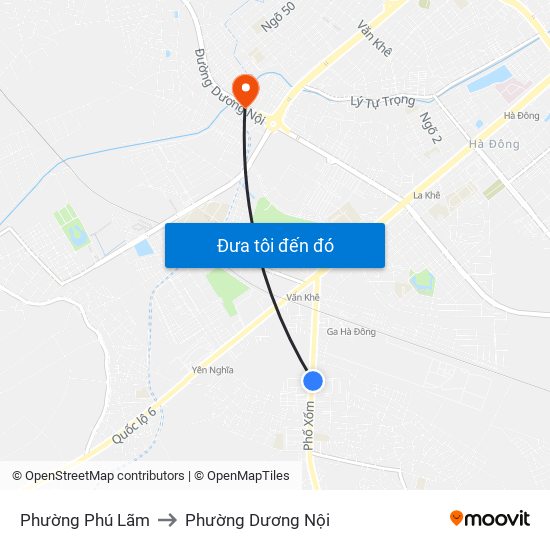 Phường Phú Lãm to Phường Dương Nội map