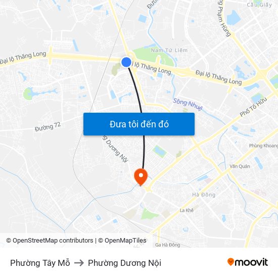 Phường Tây Mỗ to Phường Dương Nội map