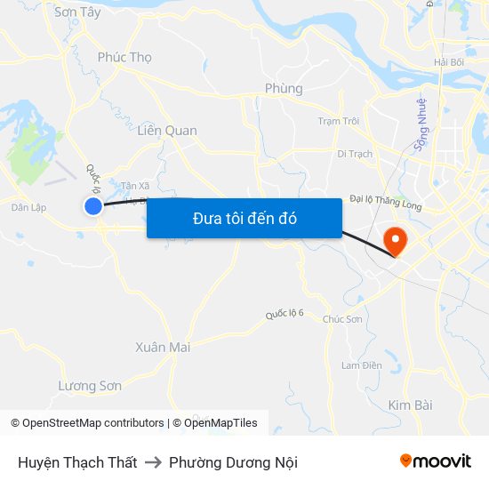 Huyện Thạch Thất to Phường Dương Nội map