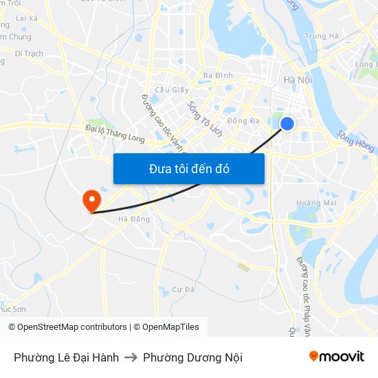 Phường Lê Đại Hành to Phường Dương Nội map