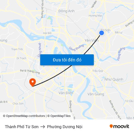 Thành Phố Từ Sơn to Phường Dương Nội map