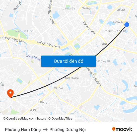 Phường Nam Đồng to Phường Dương Nội map