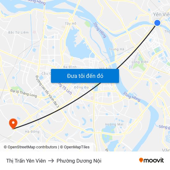 Thị Trấn Yên Viên to Phường Dương Nội map