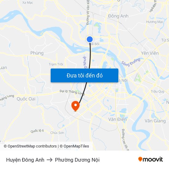 Huyện Đông Anh to Phường Dương Nội map