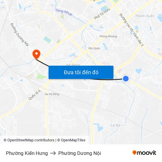 Phường Kiến Hưng to Phường Dương Nội map