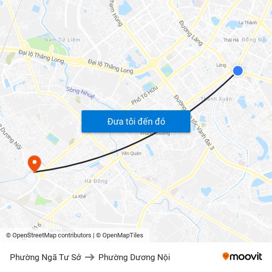 Phường Ngã Tư Sở to Phường Dương Nội map