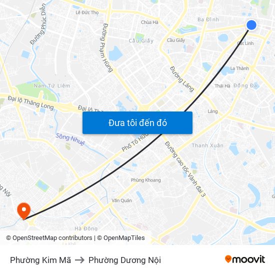 Phường Kim Mã to Phường Dương Nội map