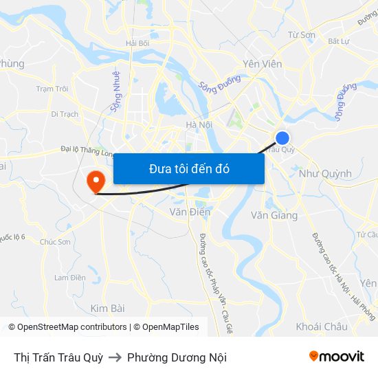 Thị Trấn Trâu Quỳ to Phường Dương Nội map
