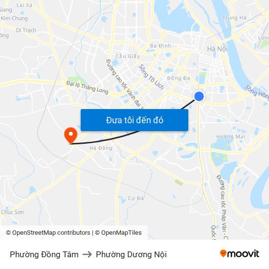 Phường Đồng Tâm to Phường Dương Nội map