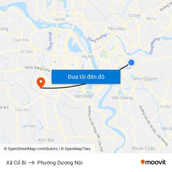 Xã Cổ Bi to Phường Dương Nội map
