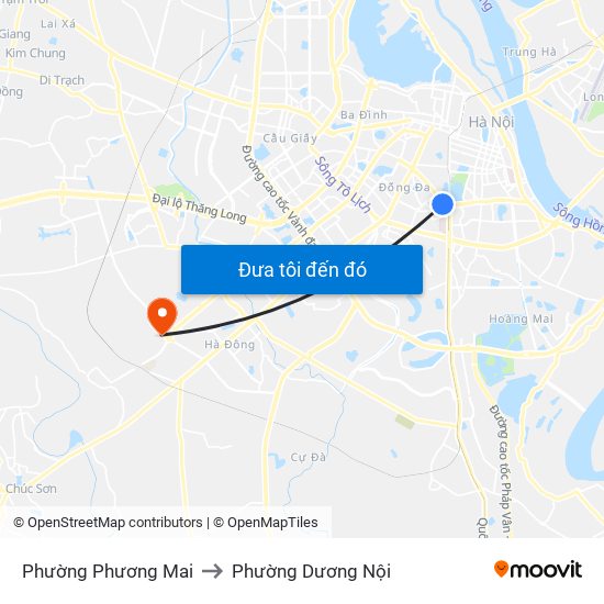 Phường Phương Mai to Phường Dương Nội map