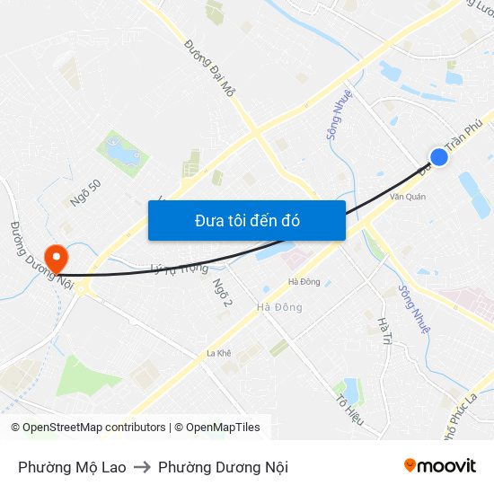 Phường Mộ Lao to Phường Dương Nội map