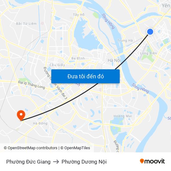 Phường Đức Giang to Phường Dương Nội map