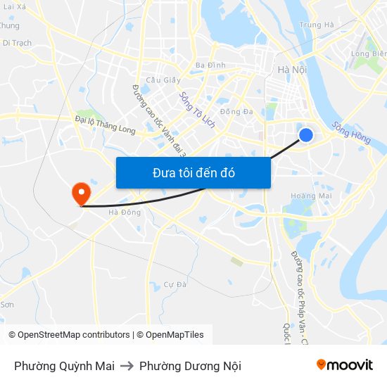 Phường Quỳnh Mai to Phường Dương Nội map