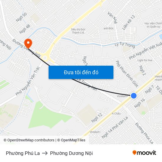 Phường Phú La to Phường Dương Nội map